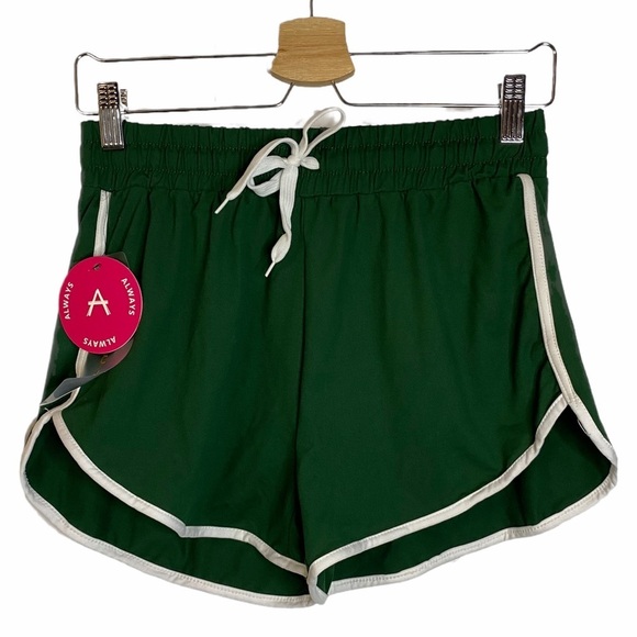 Always Green White Stripe High Waist Rise Athletic Running Shorts Medium M - Picture 1 of 8